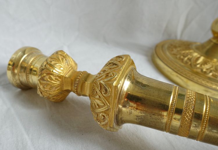 Pair of Empire gilt bronze candlesticks with mercury - Russian or Swedish work