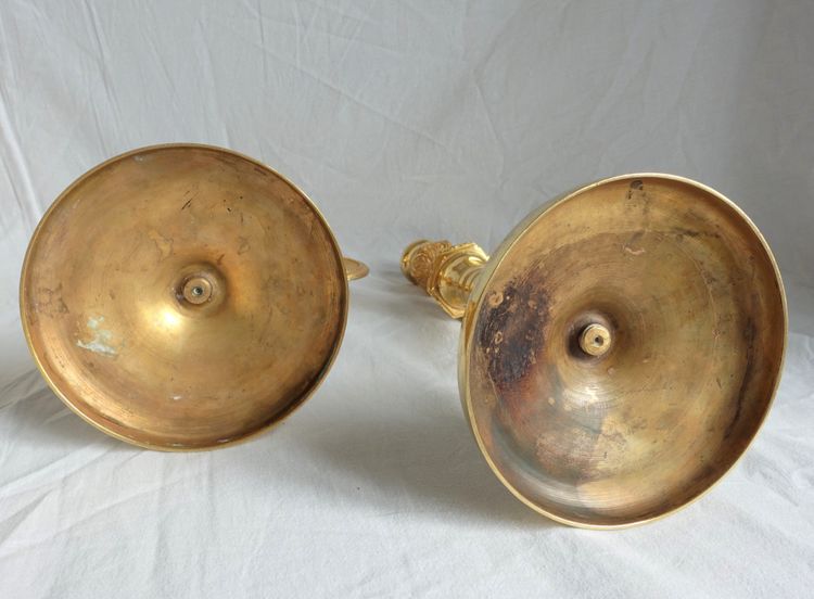 Pair of Empire gilt bronze candlesticks with mercury - Russian or Swedish work