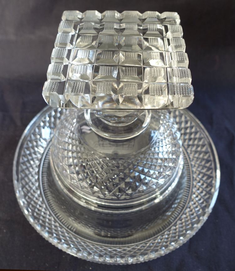 Le Creusot: cut crystal compotier bowl, centerpiece, Empire Restoration period