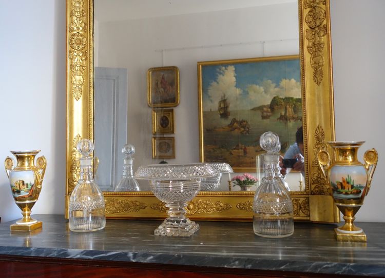 Le Creusot: cut crystal compotier bowl, centerpiece, Empire Restoration period
