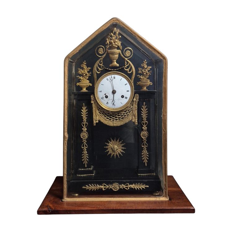 pendule portique marbre et bronze doré époque empire