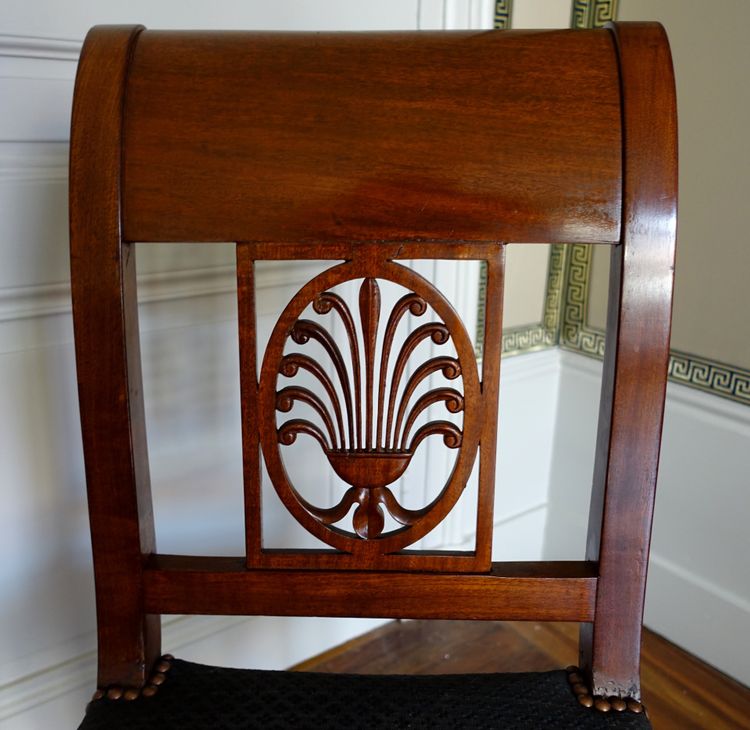 Jacob Desmalter: pair of Empire period mahogany chairs, horsehair - stamped