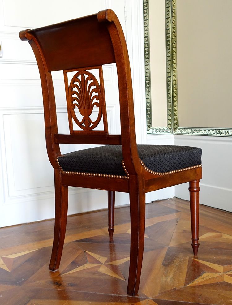 Jacob Desmalter: pair of Empire period mahogany chairs, horsehair - stamped