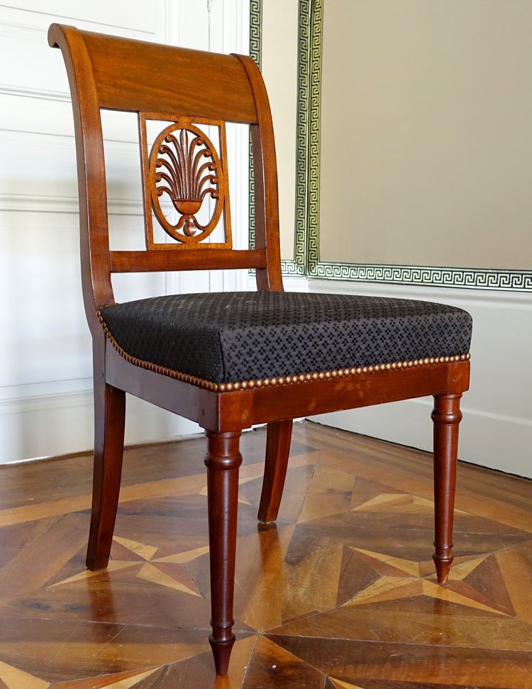 Jacob Desmalter: pair of Empire period mahogany chairs, horsehair - stamped