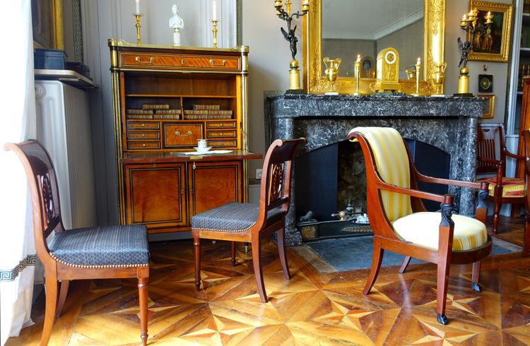 Jacob Desmalter: pair of Empire period mahogany chairs, horsehair - stamped