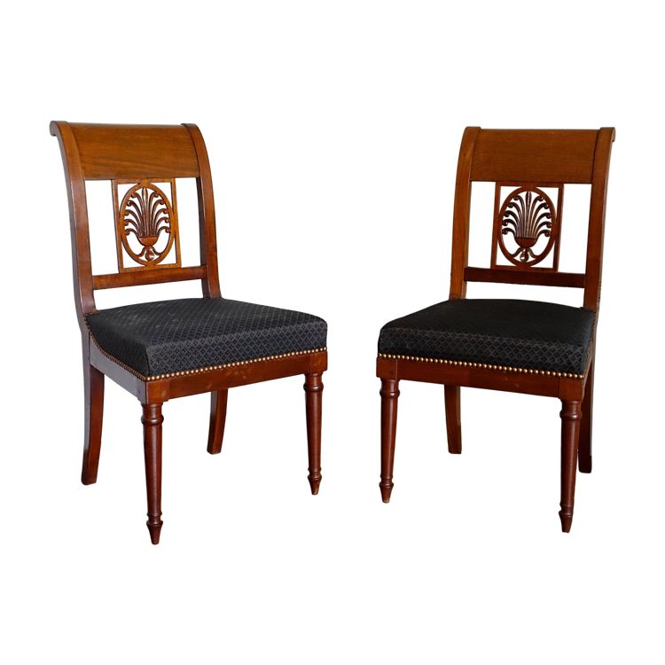 Jacob Desmalter: pair of Empire period mahogany chairs, horsehair - stamped