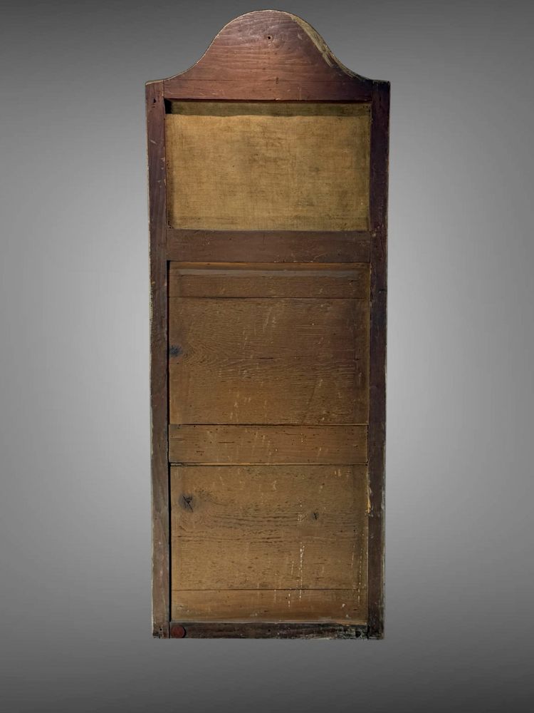 19th CENTURY EMPIRE STYLE LAMQUED AND GILDED WOOD TRUMP WITH A SHEPHERD DECORATIVE