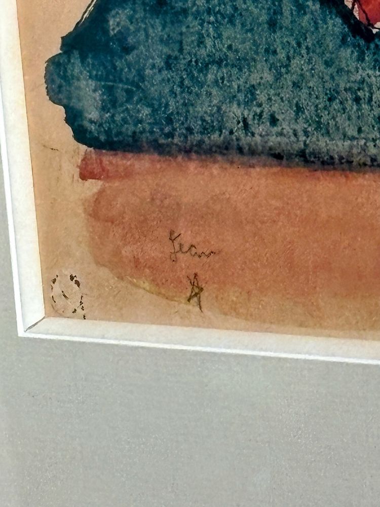 Jean Cocteau - Le soleil rouge entre deux montagnes, acquerello originale e inchiostro di china, 1959