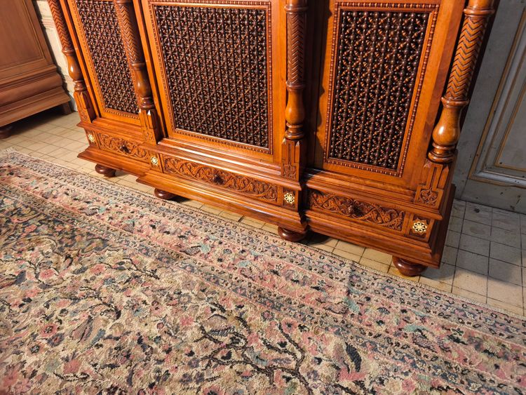 Orientalist 19th century walnut bookcase in the taste of pierre loti