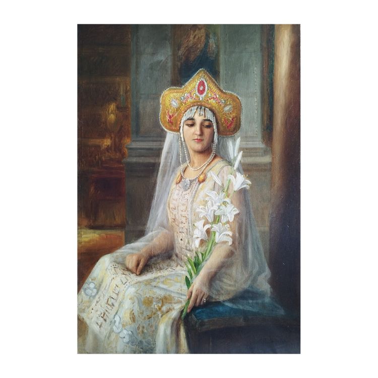 Portrait of soprano Lydia Lipkovska oil on canvas by Léonie Michaud 20th century