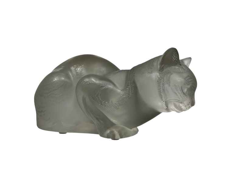 Sculpture Lalique - crystal - cat - france - XX ème