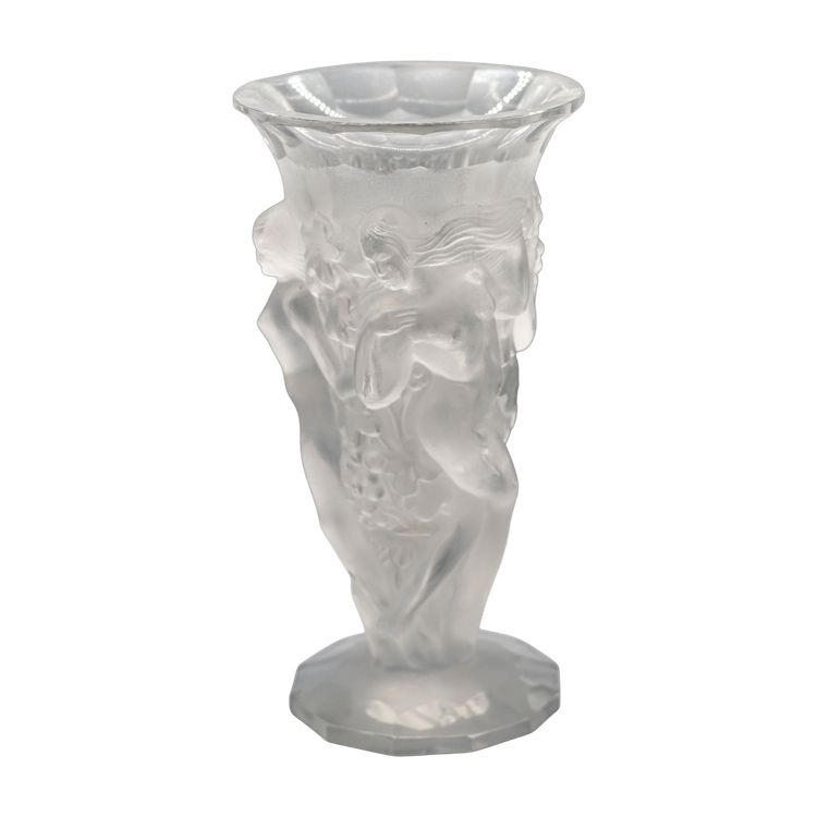 VASO ART DECO, cristallo "Naiadi nude con uva"