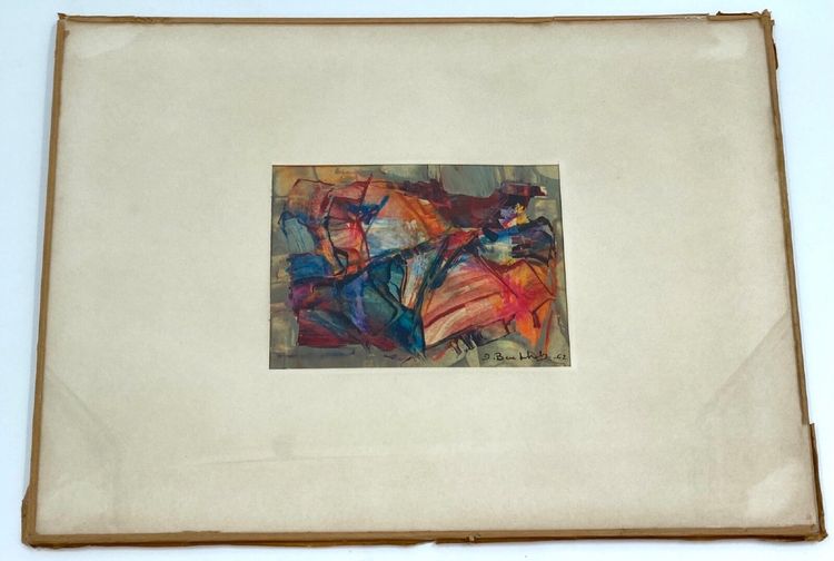 ÖL GOUACHE ABSTRAKTE KOMPOSITION VON JACQUES BUCHHOLZ AUF PAPIER 1962