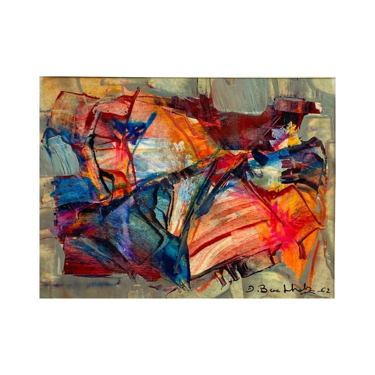 ÖL GOUACHE ABSTRAKTE KOMPOSITION VON JACQUES BUCHHOLZ AUF PAPIER 1962