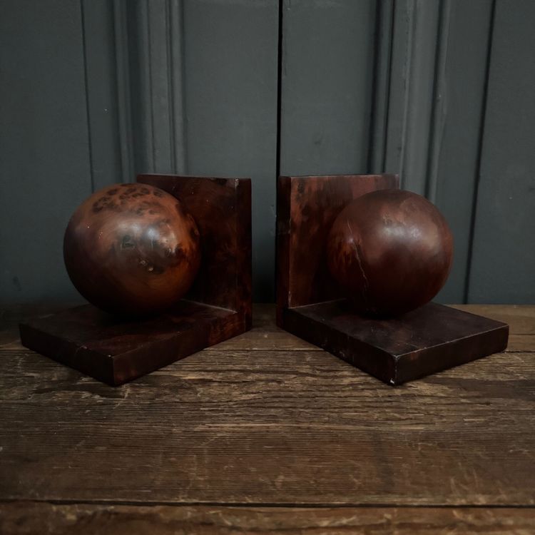 Pair of burrwood bookends 1950 Art Deco