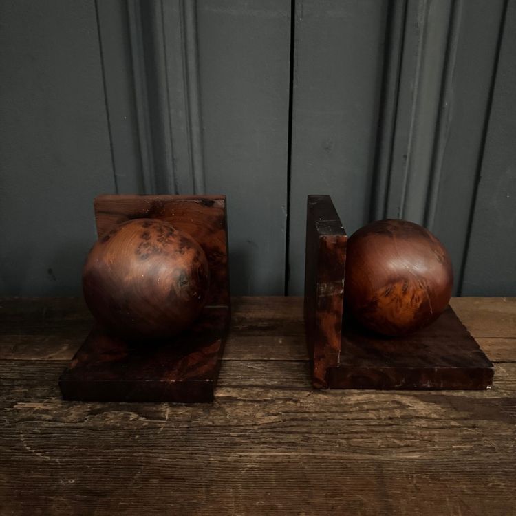 Pair of burrwood bookends 1950 Art Deco