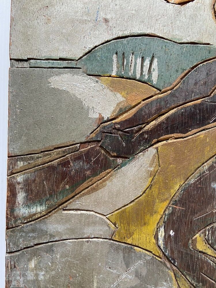 Afrikanischer Fischer zieht sein Kanu an der Spitze, 1930, polychromer Holzschnitt