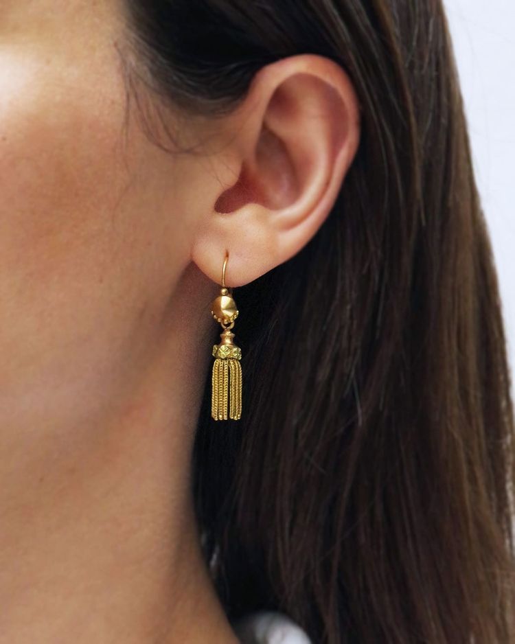 Orecchini lunghi con nappe in oro 18k, orecchini pendenti, frange, nappe