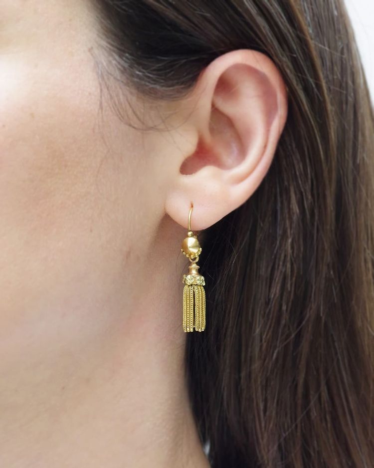 Orecchini lunghi con nappe in oro 18k, orecchini pendenti, frange, nappe