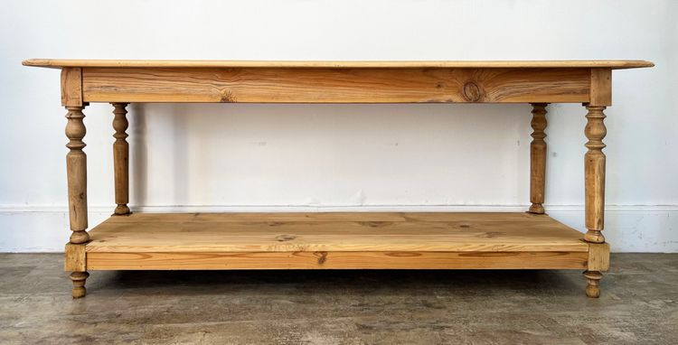 Raw pine draper table