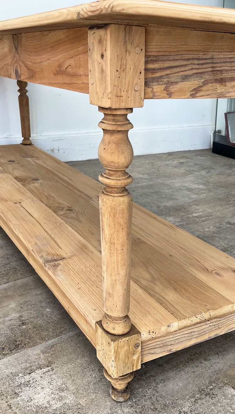 Raw pine draper table