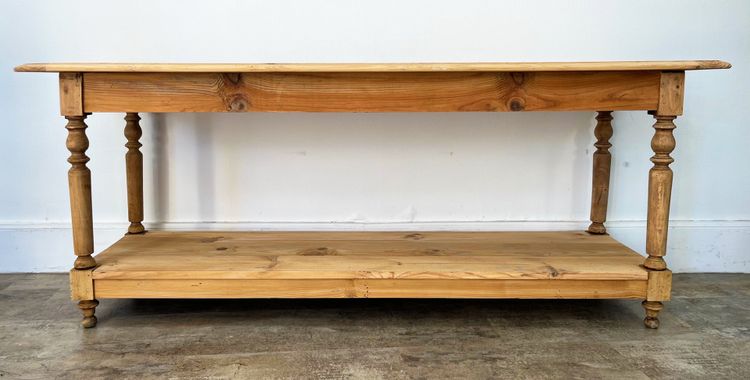 Raw pine draper table