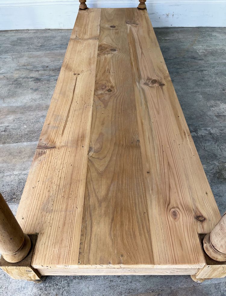 Raw pine draper table