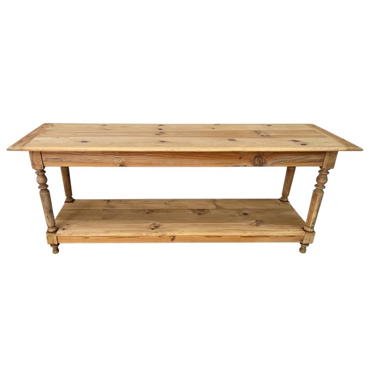 Raw pine draper table