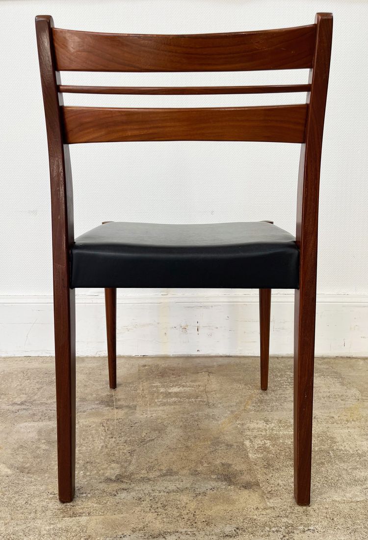 Set of 8 Scandinavian-style chairs in teak and imitation leather from the 50s/60s