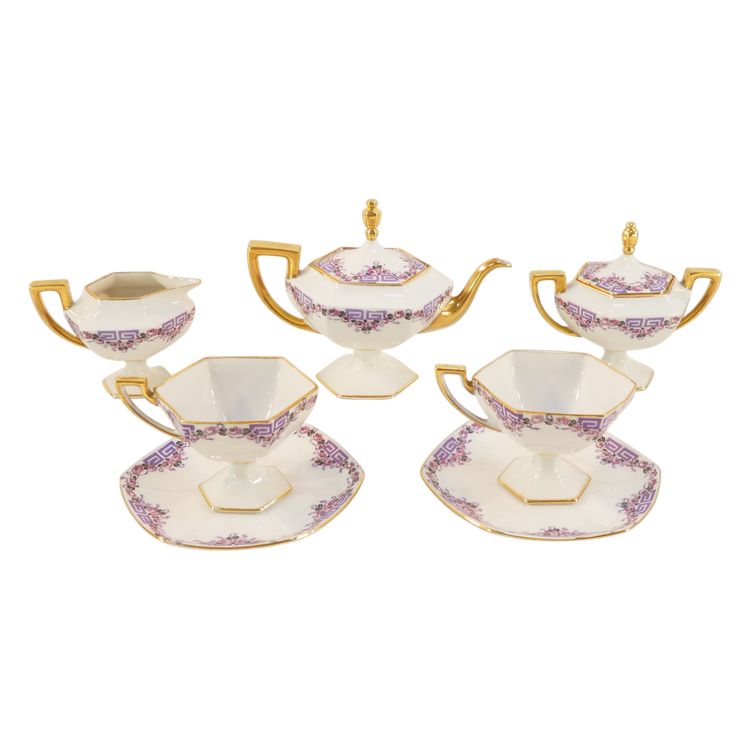 Service a café TÊTE a TÊTE en porcelaine de LIMOGES d’époque ART DE DECO