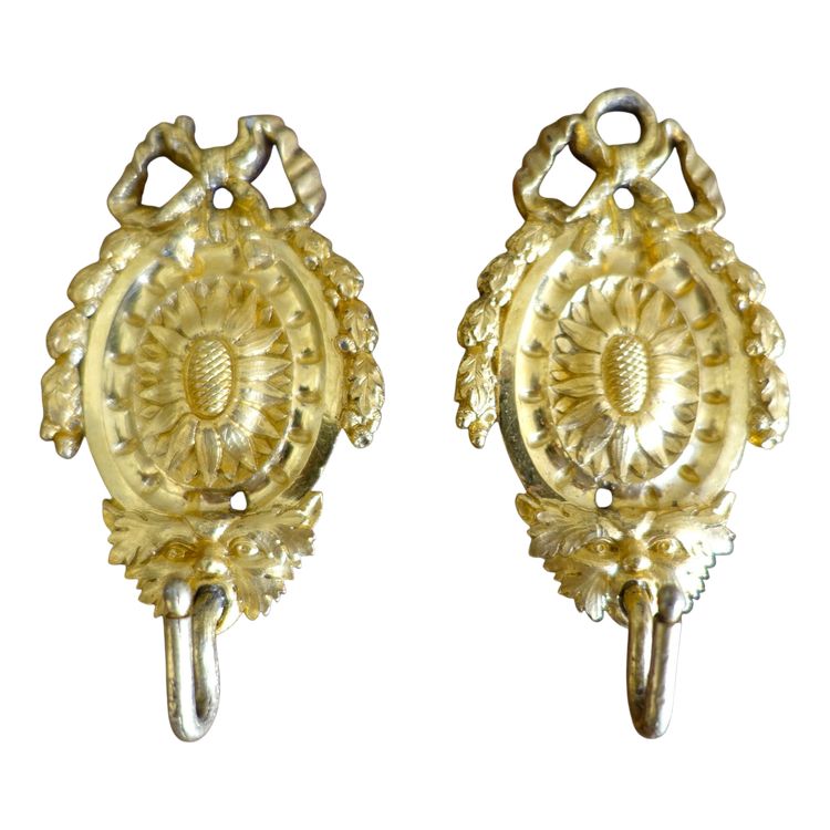 Paire de porte-montres Louis XVI en bronze ciselé et doré au mercure - ideal suspente miniature