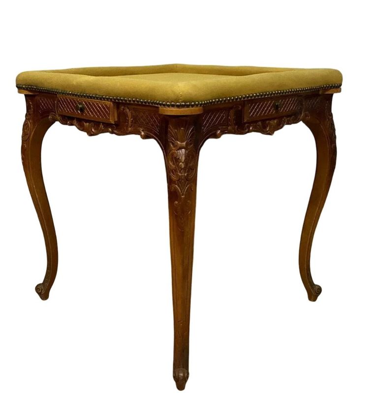 Spieltisch im Louis XV-Stil aus geschnitztem Nussbaumholz, ca. 1880