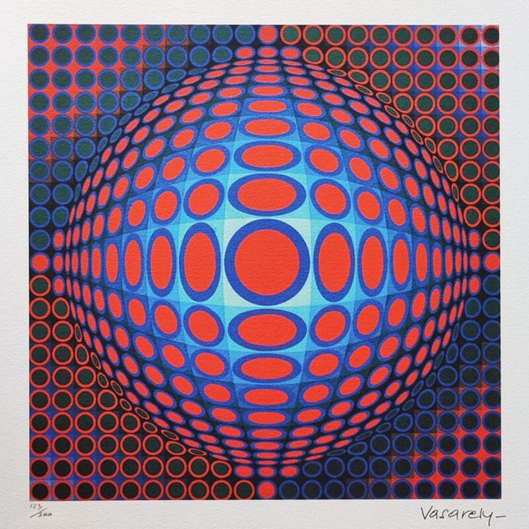 Wunderschöne Op-Art-Lithografie von Victor Vasarely aus den 1970er Jahren in limitierter Auflage