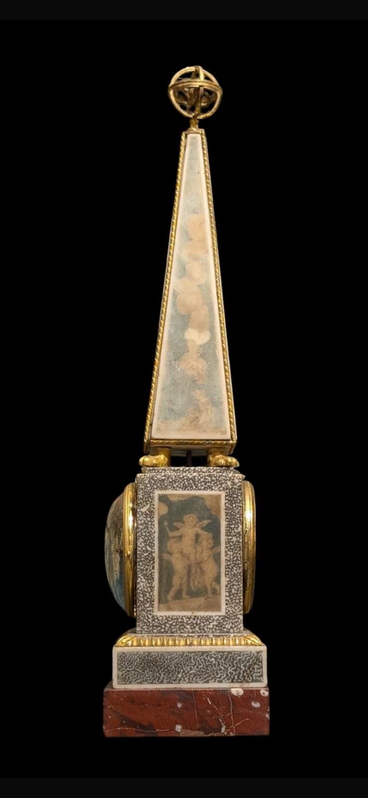 Louis XVI obelisk clock signed Bourdier.