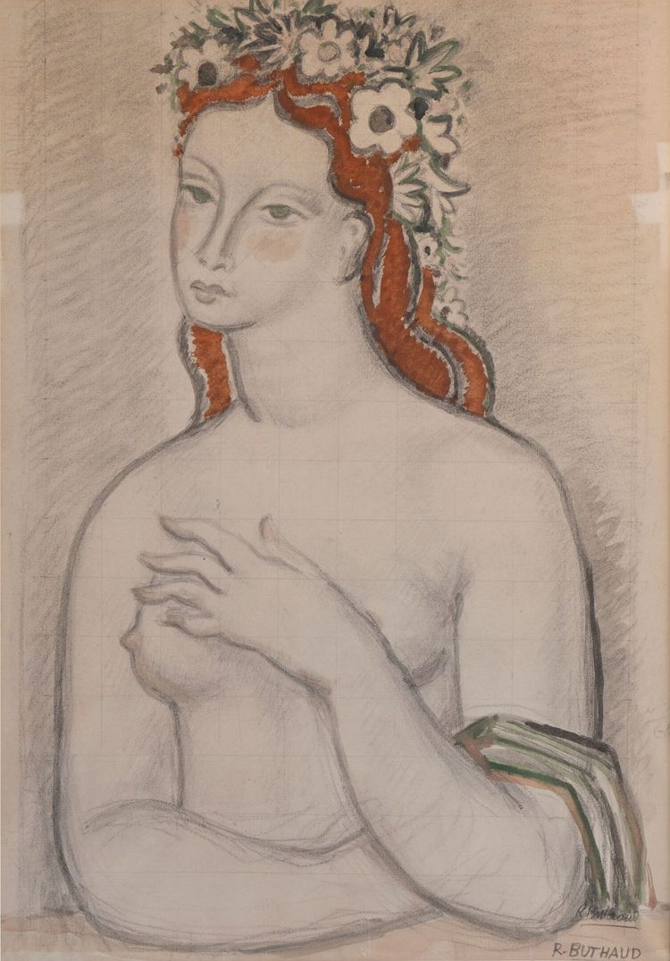 René Buthaud, Disegno originale, Donna con corona di fiori