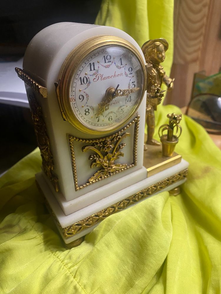 Petite Pendulette  Borne au jardinier fleuriste de Planchon , Maître Horloger à Paris XIXème marbre 