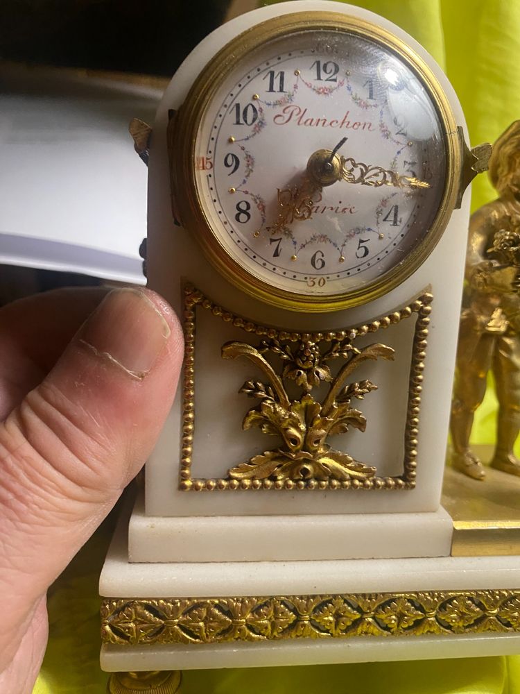 Petite Pendulette  Borne au jardinier fleuriste de Planchon , Maître Horloger à Paris XIXème marbre 