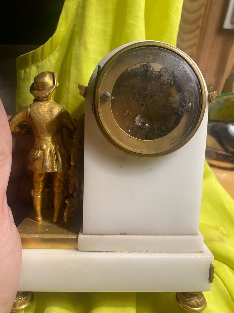 Petite Pendulette  Borne au jardinier fleuriste de Planchon , Maître Horloger à Paris XIXème marbre 