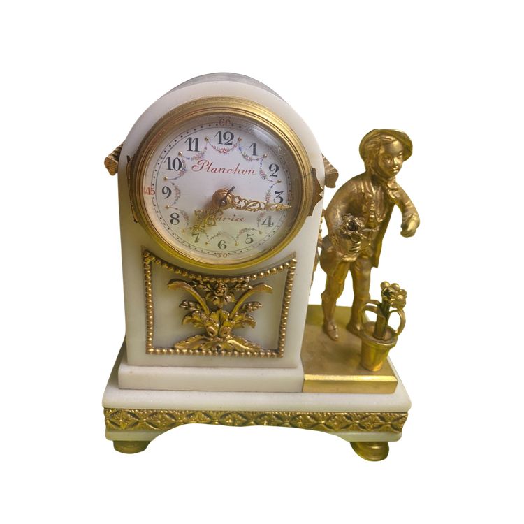 Petite Pendulette  Borne au jardinier fleuriste de Planchon , Maître Horloger à Paris XIXème marbre 