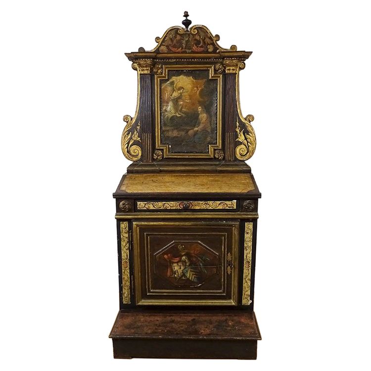 Oratorio, leggio in legno policromo, famiglia Motte-Picquet, Bretagna, XVIII secolo