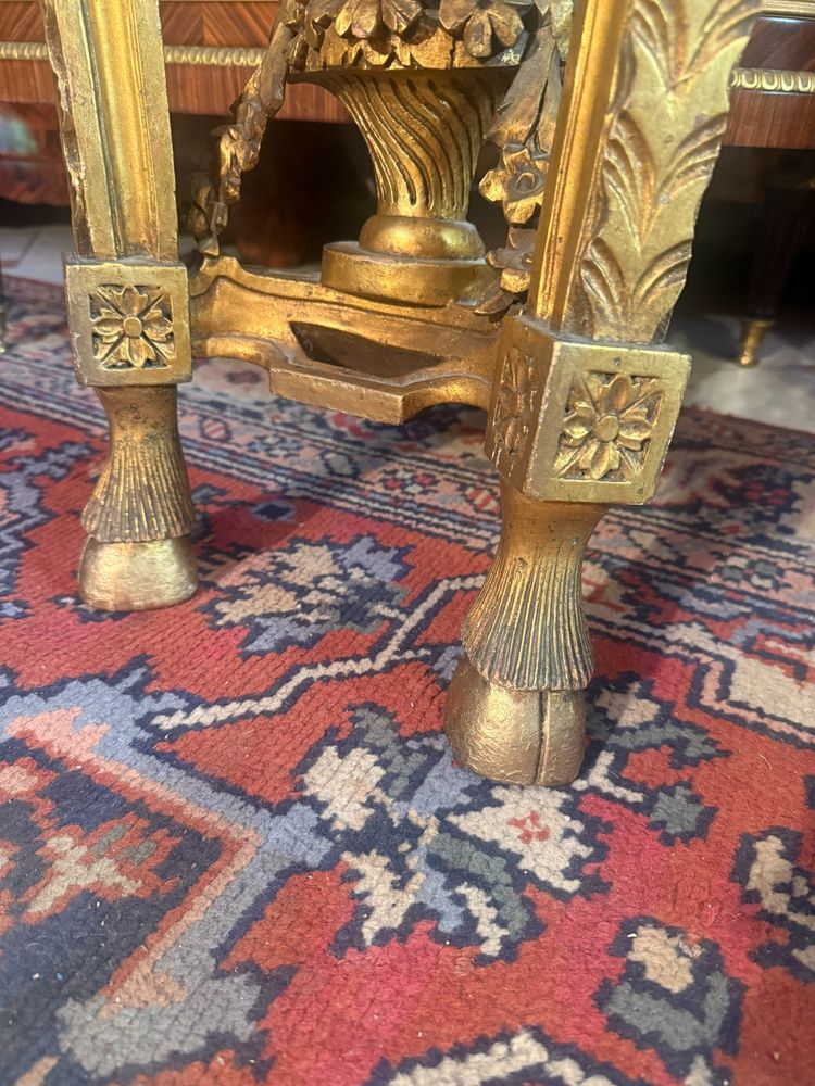 LOUIS XVI STYLE HALF-MOON WALL CONSOLE IN CARVED AND GILT WOOD