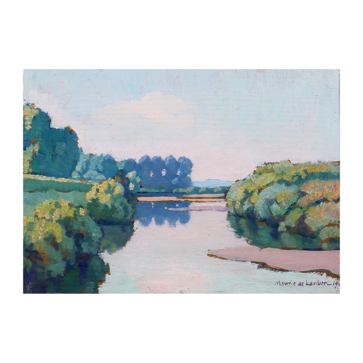 Maurice de Lambert 1873-1953 La Charité-sur-Loire, paysage, Loire, Nièvre, tableau, 1944