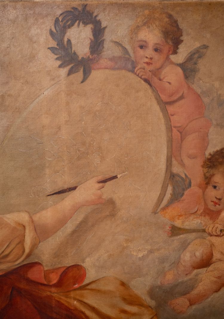 Tableau dans le goût du XVIIIème siècle représentant les Arts