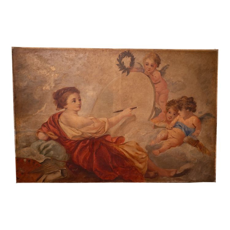 Tableau dans le goût du XVIIIème siècle représentant les Arts