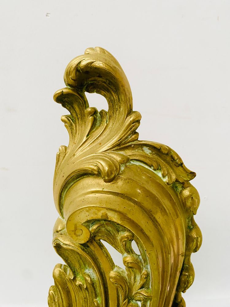 Louis XV style chased bronze andirons XX century