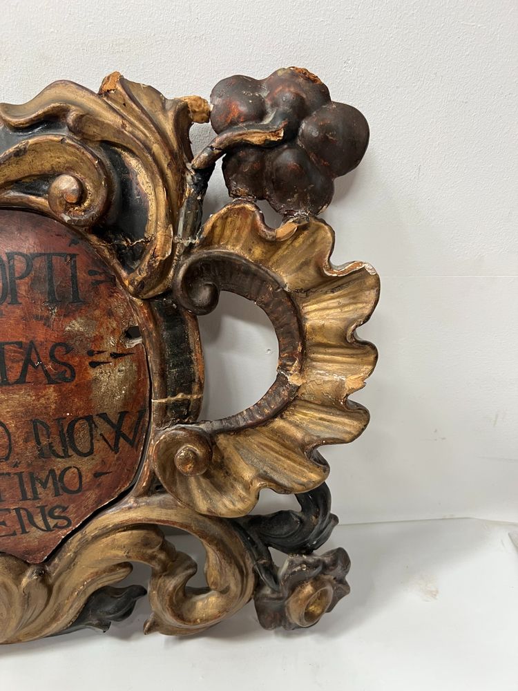 Panneau a encadrement en bois sculpté patiné XVIII siècle