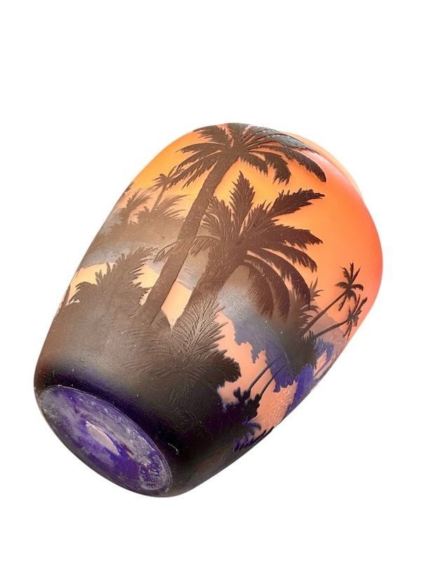 Muller Frères Lunéville Jugendstil Vase "Orientalische Landschaft"