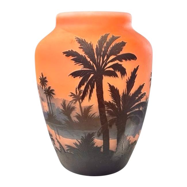 Muller Frères Lunéville Jugendstil Vase "Orientalische Landschaft"