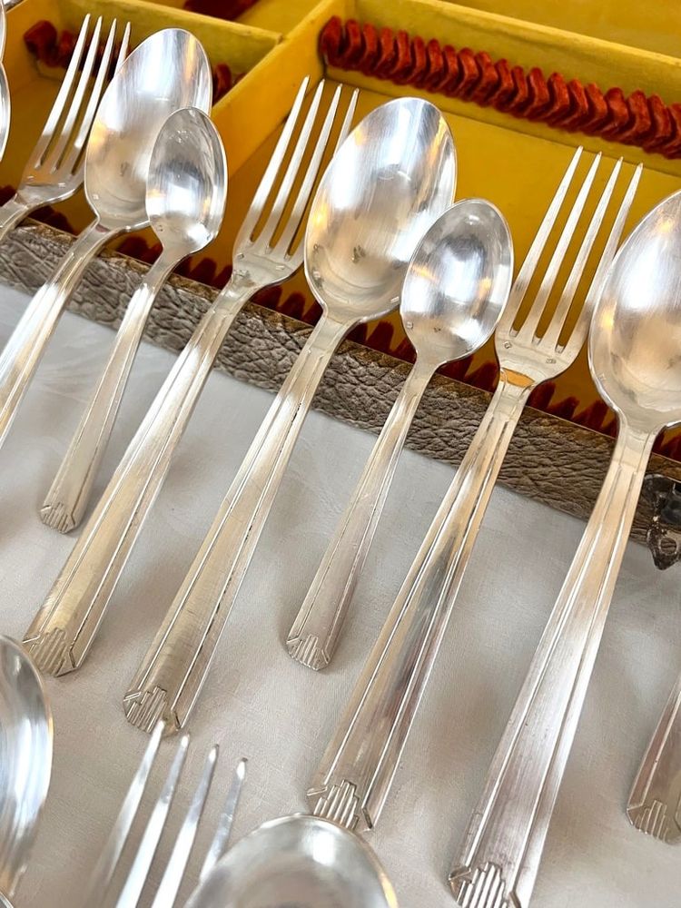Ménagère Métal Argenté Époque Art Déco 1930 - Set Cutlery Service