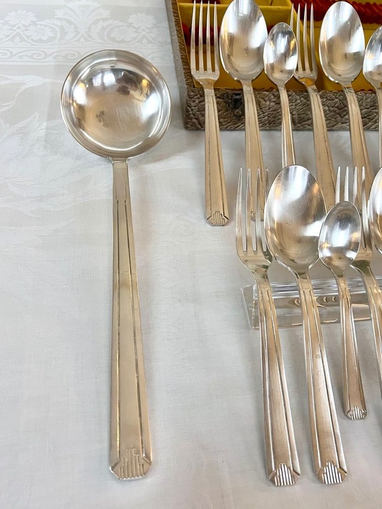 Ménagère Métal Argenté Époque Art Déco 1930 - Set Cutlery Service